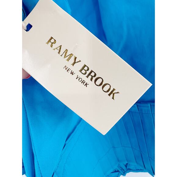 RAMY BROOK Top NEW Size S Charlie Halter Tropical Blue $245 Pleated - Picture 3 of 5